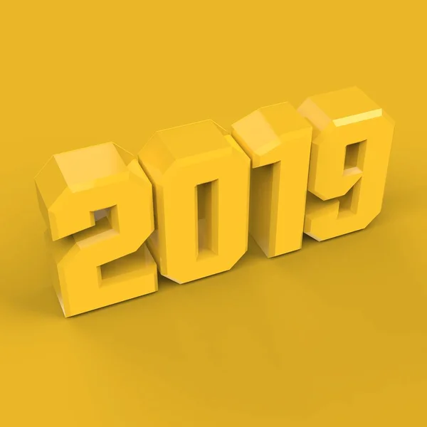 Illustration 2019 Text Yellow Background — Stock Photo, Image