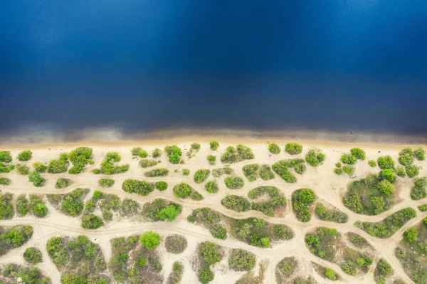Top View Aerial Image Drone Stunning Beautiful River Landscape Beach — Stock Photo, Image