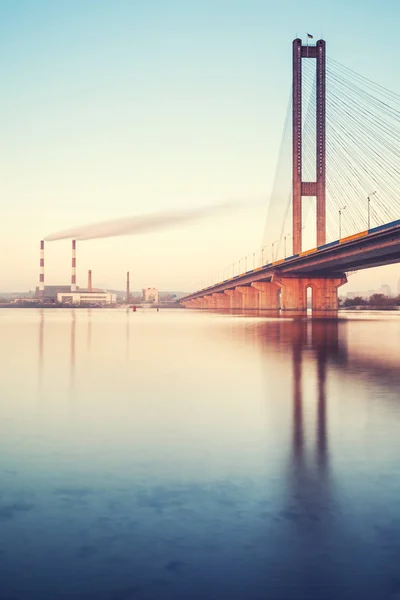 Ponte Sul Noite Kiev Ucrânia Ponte Pôr Sol Outro Lado — Fotografia de Stock