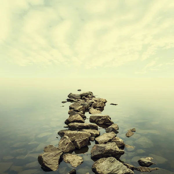 夏のミニマリスト霧の風景 — ストック写真