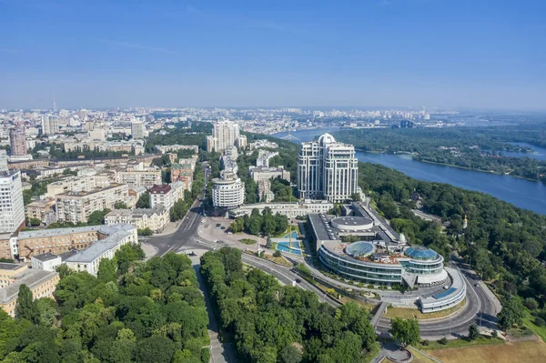 Vista Aérea Del Río Azul Bosques Verdes Día Soleado Verano —  Fotos de Stock