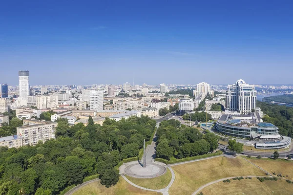 Vista Aérea Las Iglesias Kiev Pechersk Lavra Las Colinas Desde —  Fotos de Stock