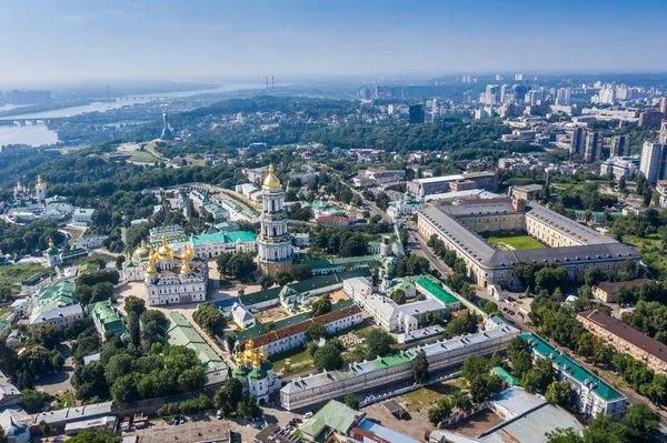 Aerial Top View Kiev Pechersk Lavra Churches Hills Ukraine — Stock Photo, Image