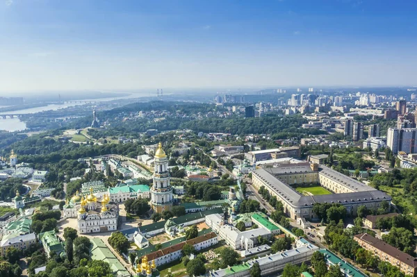 Aerial Top View Kiev Pechersk Lavra Churches Hills Ukraine — Stock Photo, Image