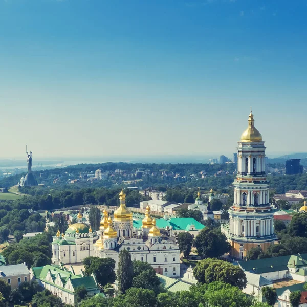 Vue Aérienne Sommet Des Églises Kiev Pechersk Lavra Sur Les — Photo