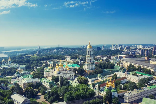Aerial Top View Kiev Pechersk Lavra Churches Hills Ukraine — Stock Photo, Image