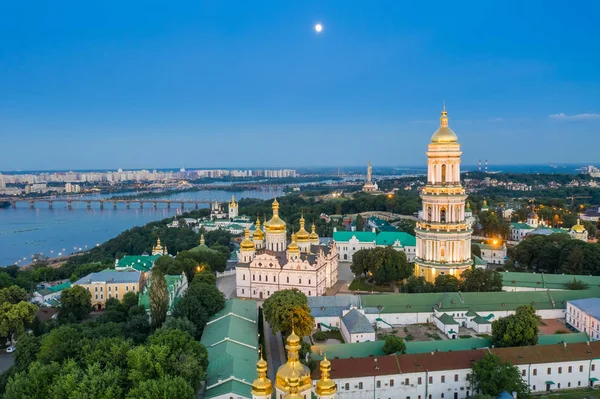 Aerial Top View Kiev Pechersk Lavra Churches Hills Ukraine — Stock Photo, Image