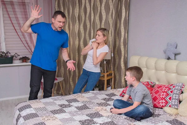 Portrait Husband Wife Son Aged Years Room Family Difficulties Problems — Stock Photo, Image