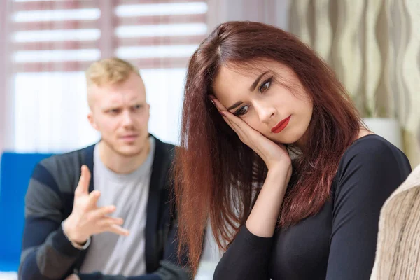 Conceito Conflito Familiar Problemas Familiares Relações Familiares Jovens Marido Mulher — Fotografia de Stock