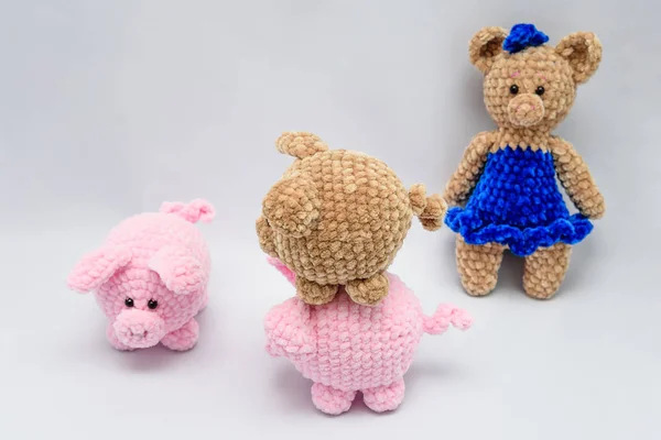 2019 Ano Porco Conceito Presente Pequenos Brinquedos Infantis Macios Que — Fotografia de Stock