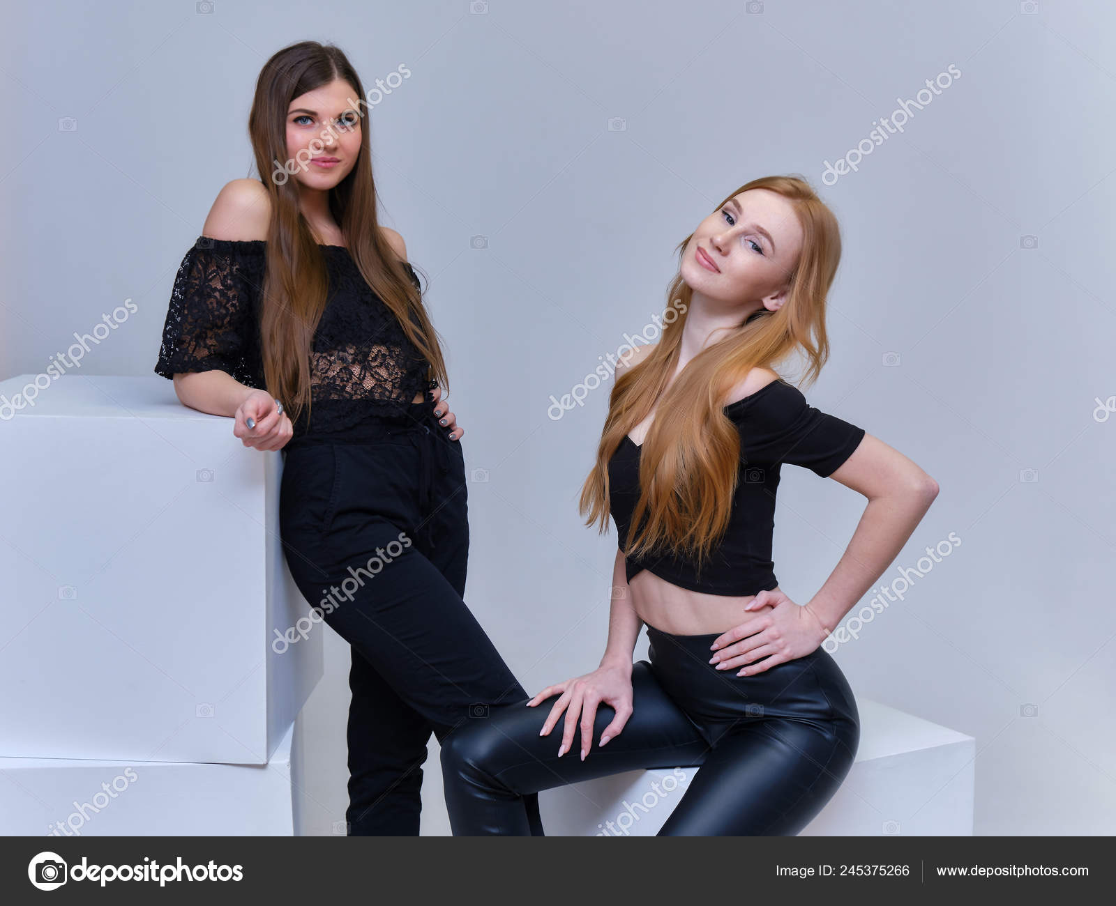 Beautiful girls in different poses Royalty Free Vector Image