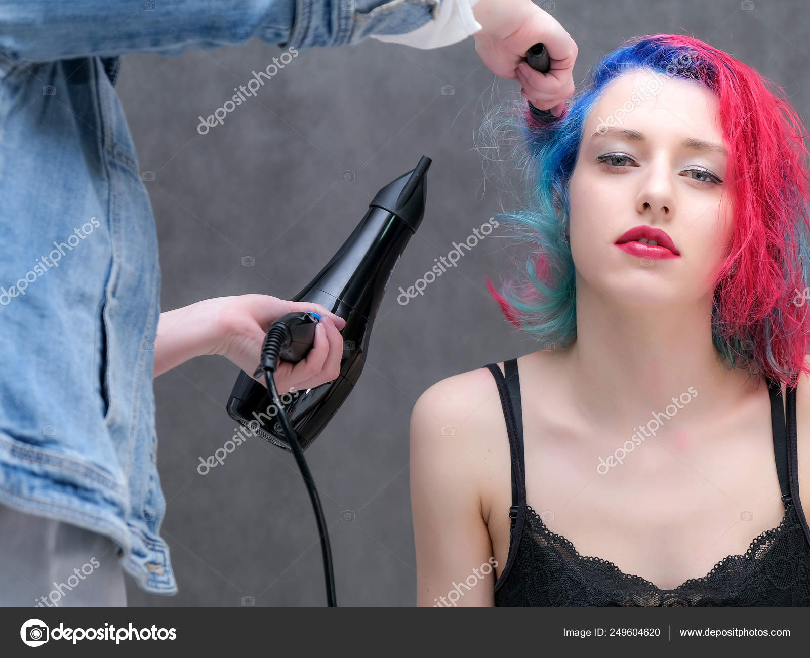 Portrait Of A Hairdresser Makeup Artist Beautician Model With Red Multi Colored Hair Head Washing Hair Dyeing Makeup Application Hair Styling Stock Photo Image By C Govorkov Photo 249604620