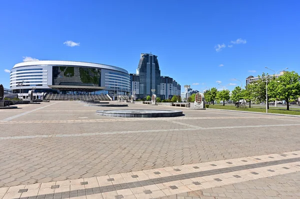 Minsk Bielorussia Maggio 2020 Fotografia Edifici Una Piazza Vuota Nel — Foto Stock