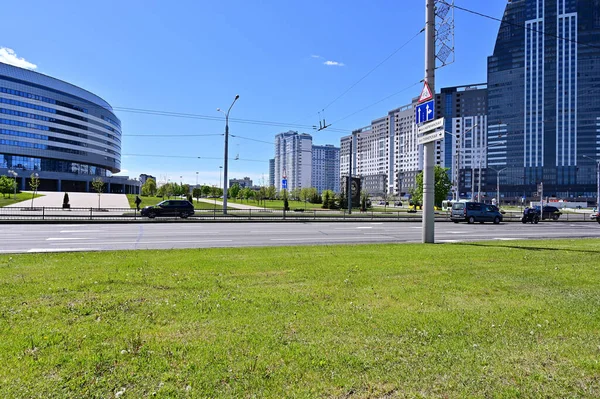 Minsk Bielorussia Maggio 2020 Foto Edifici Una Piazza Vuota Nel — Foto Stock