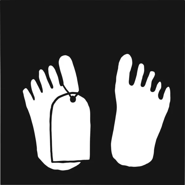 Jambes humaines avec étiquettes à doigts dans un style simple sur un fond noir — Image vectorielle