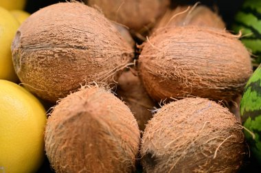 Hindistan cevizi meyvesinin satılığa çıkarılmış fotoğrafı..