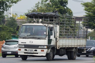 Chiang Mai, Tayland - 24 Nisan 2018: Özel Hino kargo kamyon. Fotoğrafa yol no.1001 8 km şehir merkezine Chiangmai, Tayland.