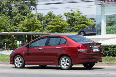 Chiang Mai, Tayland - 18 Mayıs 2018: Özel Honda City kompakt araç. Japon üretici Honda tarafından üretilen. Fotoğrafa yol no.121 8 km şehir merkezine Chiangmai, Tayland.