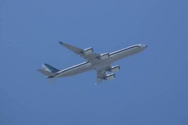 Chiang Mai, Tayland - 25 Mayıs 2018: Hs-Tyv Airbus A340-500 Kraliyet Tayland Hava Kuvvetleri (Rtaf). Chiangmai Havaalanı'ndan çıkar.