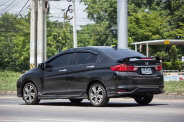 Chiang Mai, Tayland - 21 Mayıs 2018: Özel Honda City kompakt araç. Japon üretici Honda tarafından üretilen. Fotoğrafa yol no.121 8 km şehir merkezine Chiangmai, Tayland.