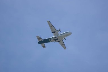 Chiang Mai, Tayland - Haziran 3 2018:2221 Casa Cn-235 Kaset, Kraliyet Rainmaking ve tarımsal Havacılık Bürosu. Chiangmai Havaalanı'ndan çıkar.