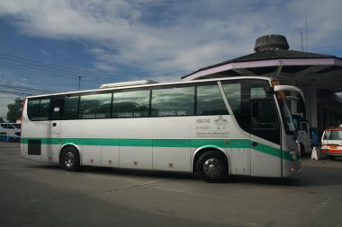Chiang Mai, Tayland - 8 Eylül 2011: Otobüs Greenbus şirketi. Yeşil otobüs otobüs Sevice Kuzey Bölgesi Tayland için büyük şirketidir.