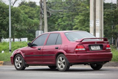 Chiang Mai, Tayland - 17 Haziran 2018: Özel Honda City kompakt araç. Japon üretici Honda tarafından üretilen. Fotoğrafa yol no.121 8 km şehir merkezine Chiangmai, Tayland.