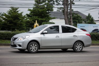 Chiang Mai, Tayland - 17 Haziran 2018: Özel Eko Kiralık, Nissan Almera, N17 veya Nissan Latio. Fotoğraf Road Hayır 121 hakkında 8 km şehir merkezine Chiangmai, Tayland.
