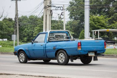 Chiang Mai, Tayland - 18 Haziran 2018: Özel Old pikap araba, Mitsubishi L200 ilk nesil. Yol no.1001, Chiangmai şehir merkezine 8 km.