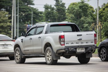 Chiang Mai, Tayland - 18 Haziran 2018: Özel pikap araba, Ford Ranger. Yol no.1001, Chiangmai şehir merkezine 8 km.