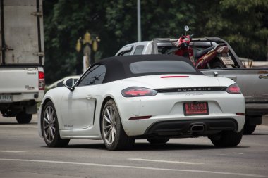 Chiang Mai, Tayland - 18 Haziran 2018: Özel süper araba, Porsche 718 Boxster. Yol no.1001, Chiangmai iş alanı 8 km.