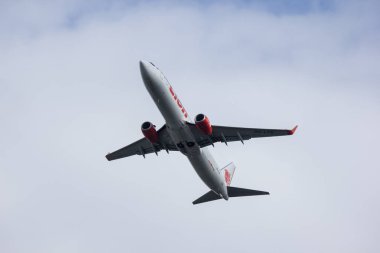 Chiang Mai, Tayland - 28 Haziran 2018: Hs-Ltk Boeing 737-900 Tay aslan hava havayolu şirketi. Bangkok'a Chiangmai Havaalanı'ndan çıkar.