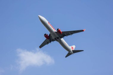 Chiang Mai, Tayland - 28 Haziran 2018: Hs-Ltk Boeing 737-900 Tay aslan hava havayolu şirketi. Bangkok'a Chiangmai Havaalanı'ndan çıkar.