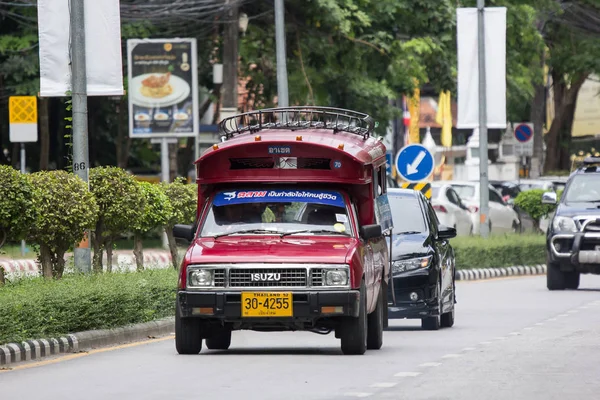 Chiangmai Tailandia Julio 2018 Taxi Rojo Camino Templo Doi Suthep — Foto de Stock
