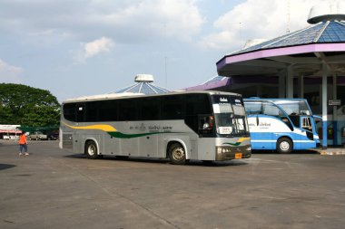 Chiangmai, Tayland - 27 Nisan 2008: Otobüs Greenbus şirketi. Yeşil otobüs otobüs Sevice Kuzey Bölgesi Tayland için büyük şirketidir.