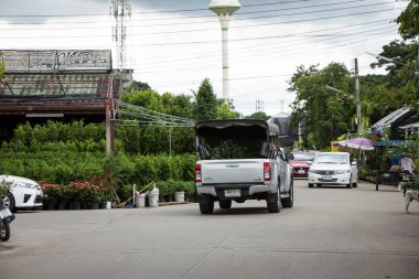 Chiangmai, Tayland - 13 Temmuz 2018: Kam Tieng ağaç Pazar. Büyük ağaç Market Chiangmai City.
