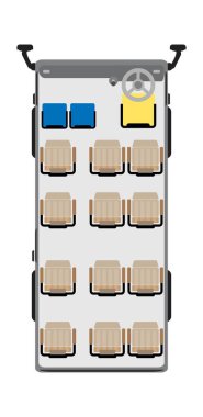 Mini yolcu otobüs koltuk harita vektör ve illüstrasyon