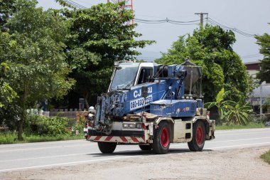 Chiangmai, Tayland - 13 Temmuz 2018: Tadano Vinç kamyon Cj vinç şirketin. Fotoğraf Road Hayır 121 hakkında 8 km şehir merkezine Chiangmai, Tayland.