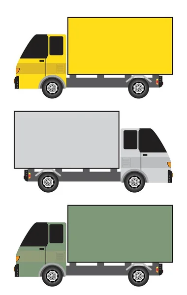 Conjunto Lado Vista Mini Caminhão Vetor Ilustrador — Vetor de Stock