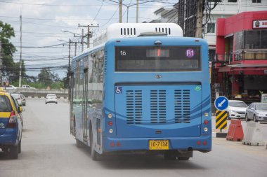 Chiangmai, Tayland - 8 Ağustos 2018: Rtc Blk otobüs veya Chiangmai akıllı otobüs. Şehir ücretsiz Wi-Fi otobüs ve bilet için Transit tavşan kartımı kullan hizmetinde.