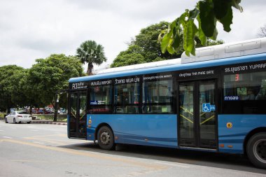 Chiangmai, Tayland - 10 Ağustos 2018: Rtc Blk otobüs veya Chiangmai akıllı otobüs. Şehir ücretsiz Wi-Fi otobüs ve bilet için Transit tavşan kartımı kullan hizmetinde.