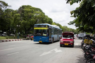 Chiangmai, Tayland - 10 Ağustos 2018: Rtc Blk otobüs veya Chiangmai akıllı otobüs. Şehir ücretsiz Wi-Fi otobüs ve bilet için Transit tavşan kartımı kullan hizmetinde.