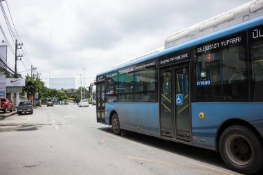 Chiangmai, Tayland - 10 Ağustos 2018: Rtc Blk otobüs veya Chiangmai akıllı otobüs. Şehir ücretsiz Wi-Fi otobüs ve bilet için Transit tavşan kartımı kullan hizmetinde.