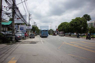 Chiangmai, Tayland - 10 Ağustos 2018: Rtc Blk otobüs veya Chiangmai akıllı otobüs. Şehir ücretsiz Wi-Fi otobüs ve bilet için Transit tavşan kartımı kullan hizmetinde.