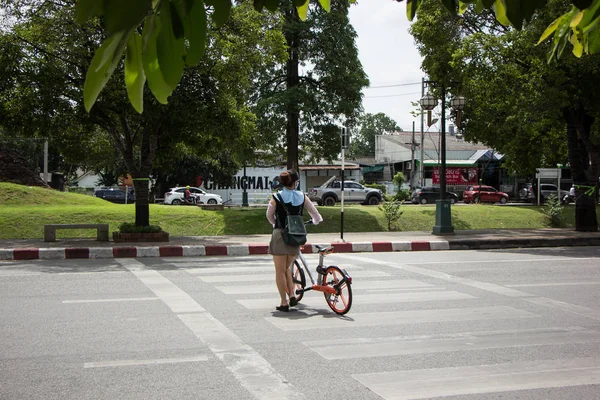 Chiangmai Thaïlande Août 2018 Tourisme Vélo Sur Route Ville Chiangmai — Photo