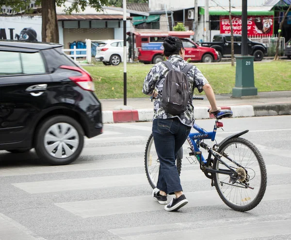 Chiangmai Thailand August 2018 Tourist Und Fahrrad Chiangmai City Road — Stockfoto