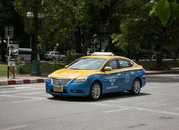 Chiangmai, Thailand - August  10 2018: Grab City Taxi Chiangmai. Service inside Chiangmai City. Photo on road in chiangmai city.