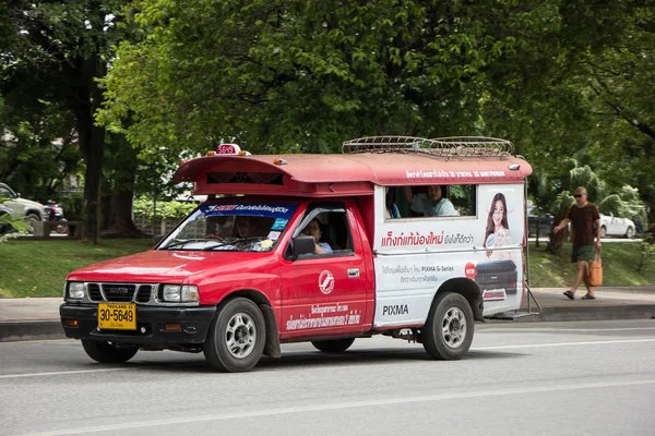 Chiangmai Tailândia Agosto 2018 Red Mini Truck Taxi Chiangmai Serviço — Fotografia de Stock