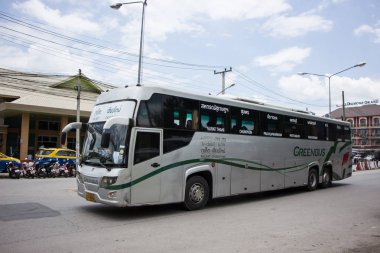 Chiangmai, Tayland - 8 Ağustos 2018: Otobüs Greenbus şirketi. Yeşil otobüs otobüs Sevice Kuzey Bölgesi Tayland için büyük şirketidir.