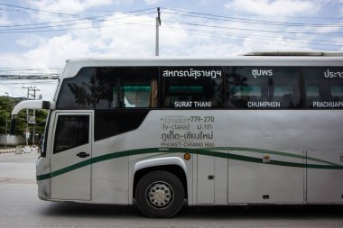 Chiangmai, Tayland - 8 Ağustos 2018: Otobüs Greenbus şirketi. Yeşil otobüs otobüs Sevice Kuzey Bölgesi Tayland için büyük şirketidir.